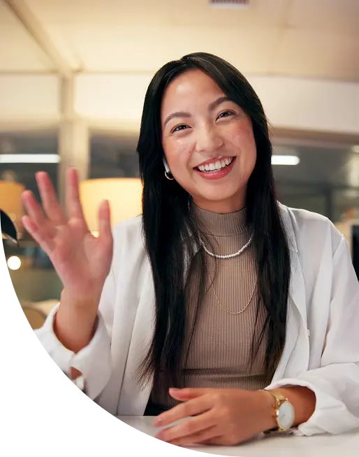 Virtual worker waving during video call