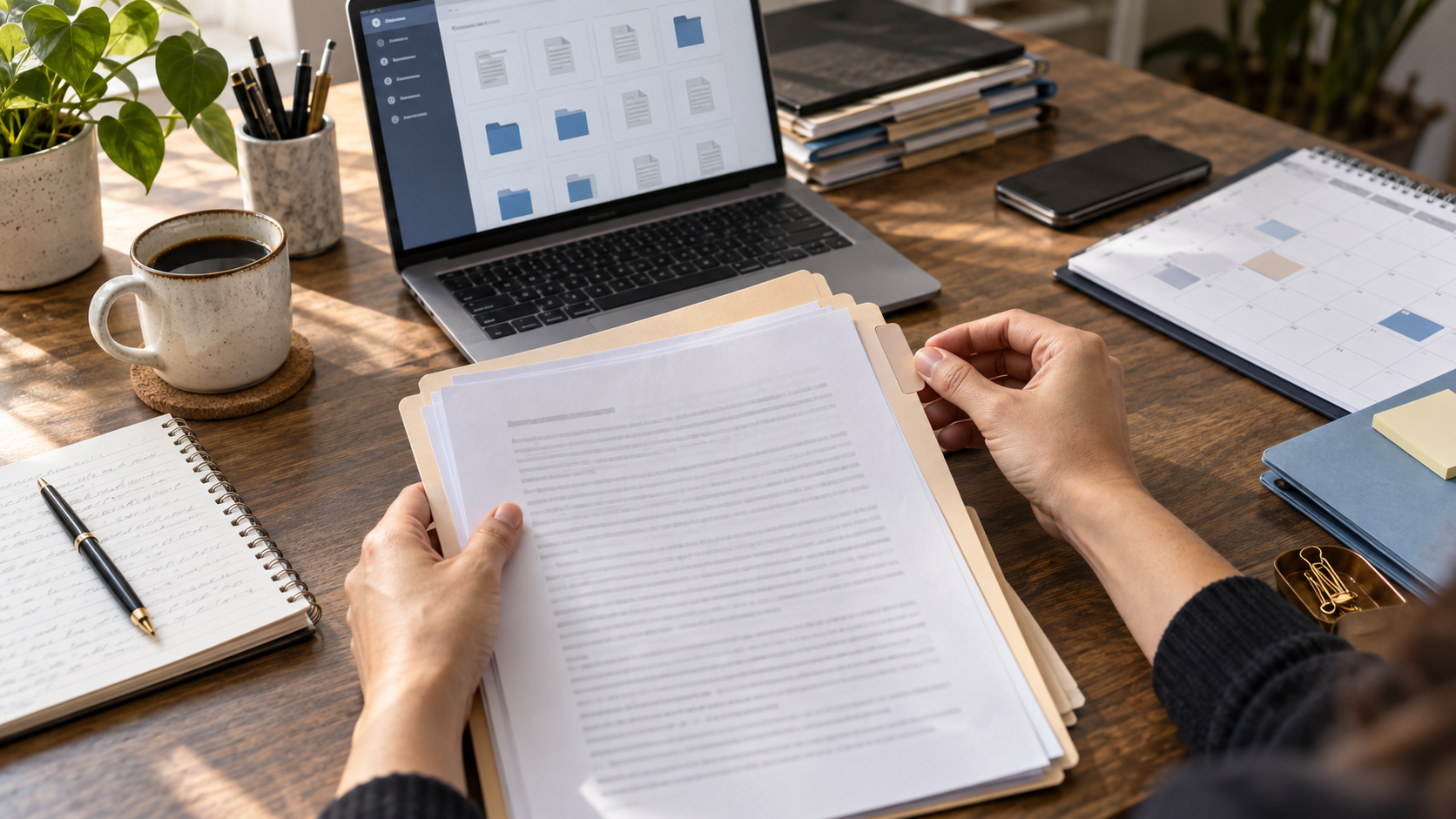 Remote legal professional organizing a digital case workflow
